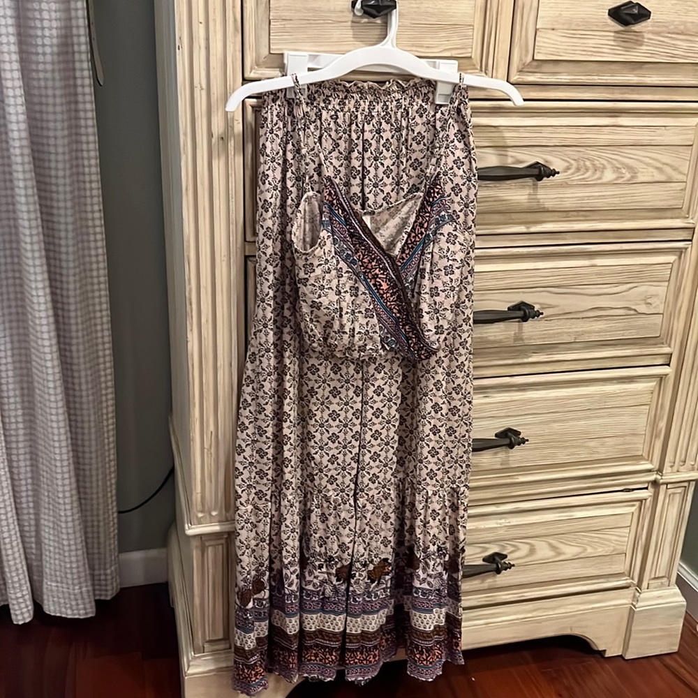Boho crop top with matching maxi skirt